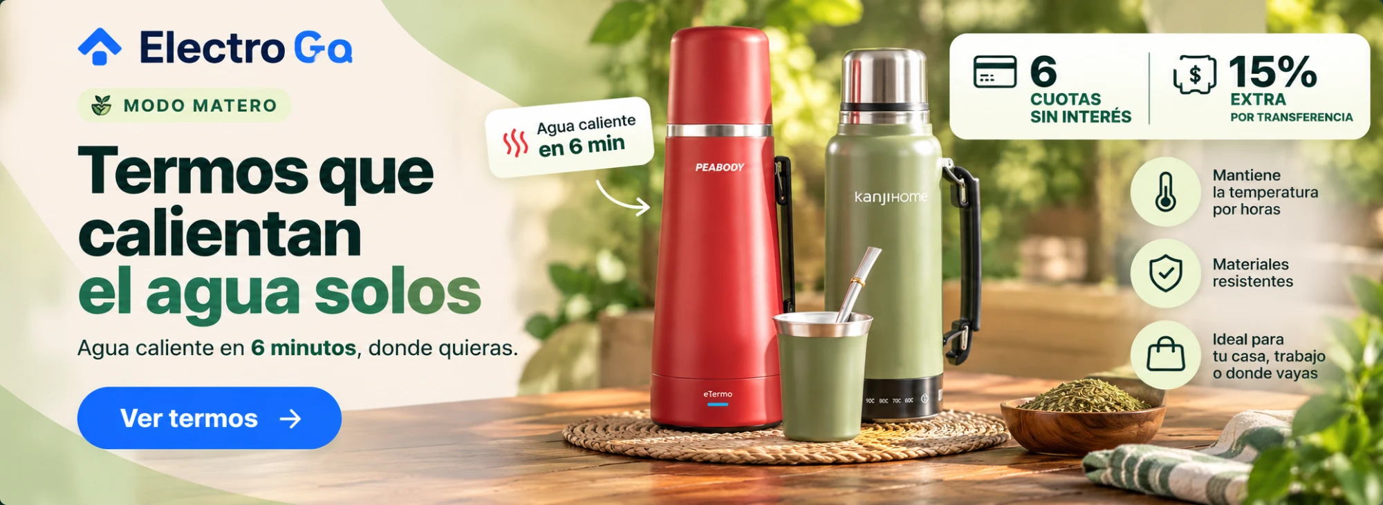 Termos que calientan el agua solos - Agua caliente en 6 minutos - 6 cuotas sin interés